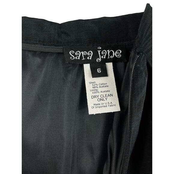 Vintage Jane Metallic A-Line Black Bow Embellished Skirt 6 - Picture 4 of 6